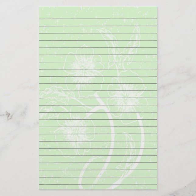 Green Floral Lined Stationery (Front)