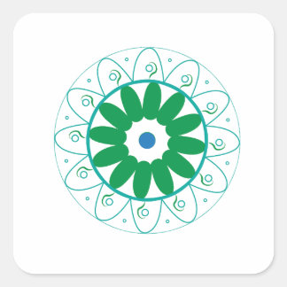 Green Floral Mandala Round Classic Sticker