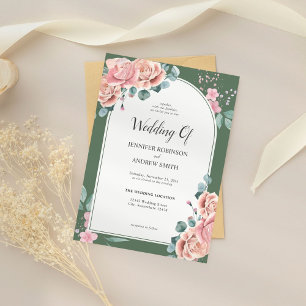 Green Floral Modern Simple Wedding  Invitation