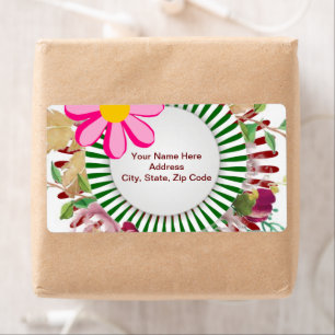 Green Floral Monogram Labels
