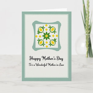 Green Floral Mothers Day Card