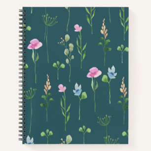 Green floral notebook