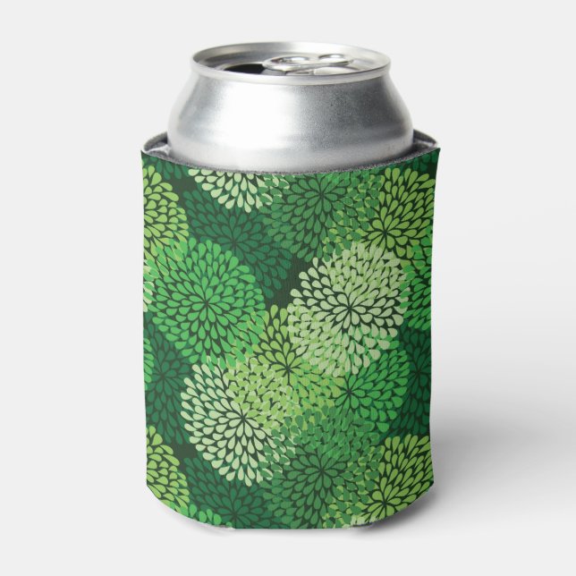 Green floral pattern can cooler (Can Front)