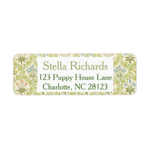 Green floral pattern classic wedding Address Label
