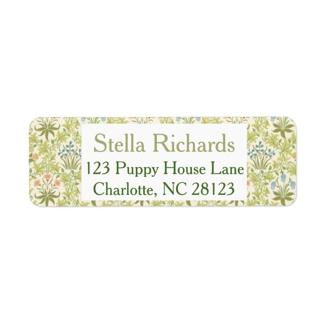 Green floral pattern classic wedding Address Label (Front)