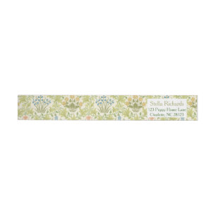Green floral pattern classic wedding Address Label