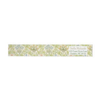 Green floral pattern classic wedding Address Label