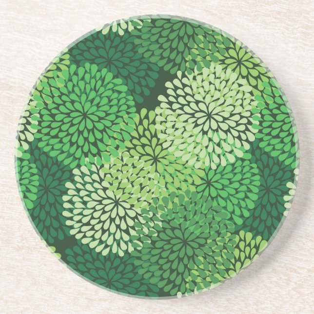 Green floral pattern coaster (Front)