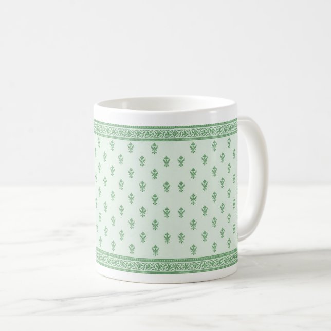 Green Floral Pattern  Coffee Mug (Front Right)