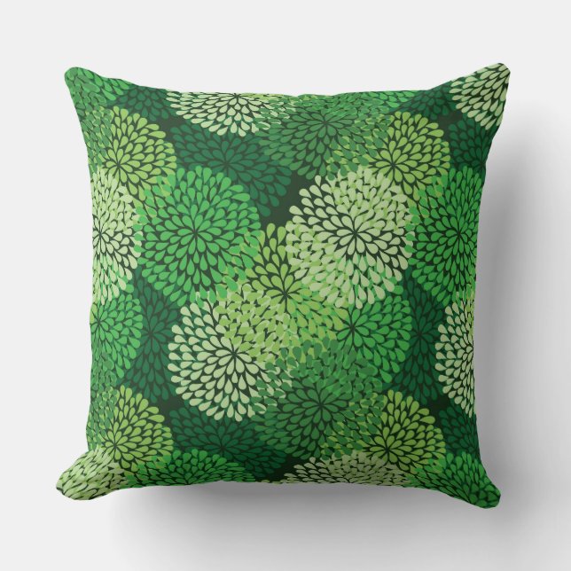 Green floral pattern cushion (Front)