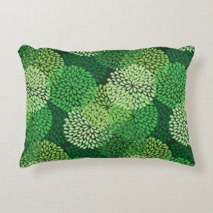 Green floral pattern decorative cushion