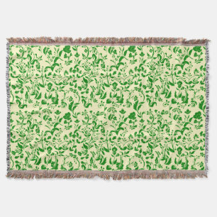 Green Floral Pattern G01. L Yellow BG Throw Blanket