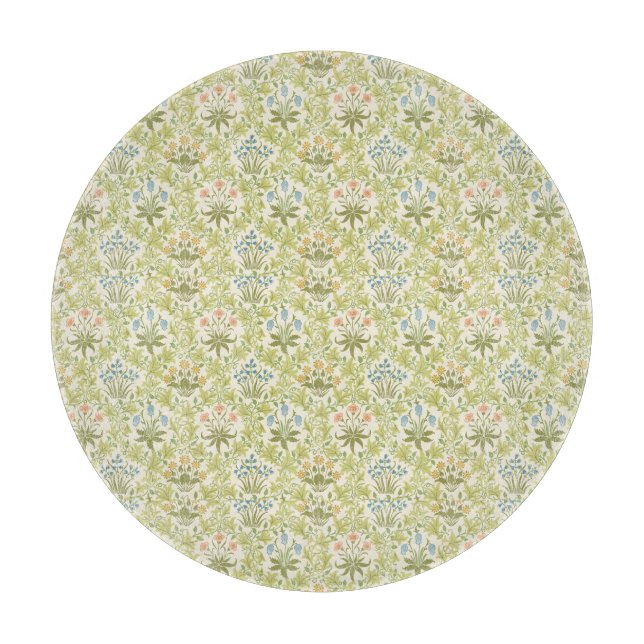 Green floral pattern girly women cutting board (Front)