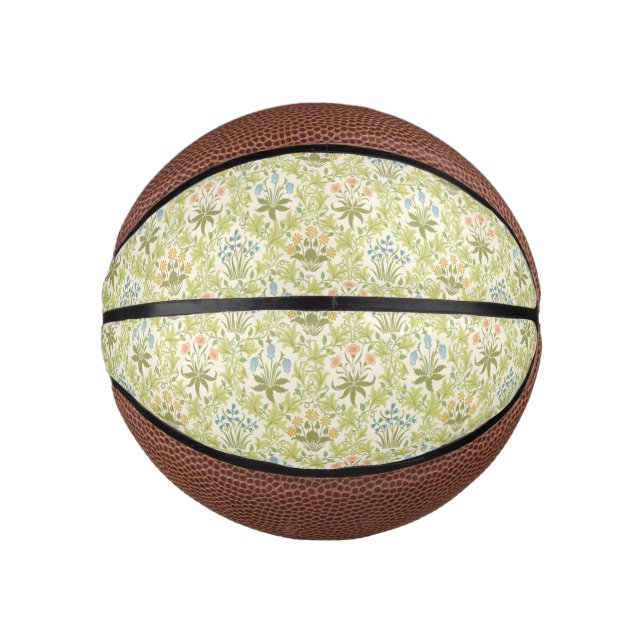 Green floral pattern girly women mini basketball (Front)