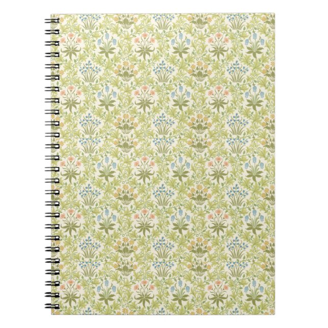 Green floral pattern girly women notebook (Front)