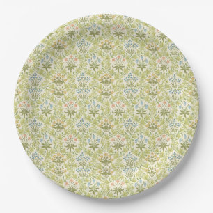 Green floral pattern girlyclassic grandmillenial paper plate