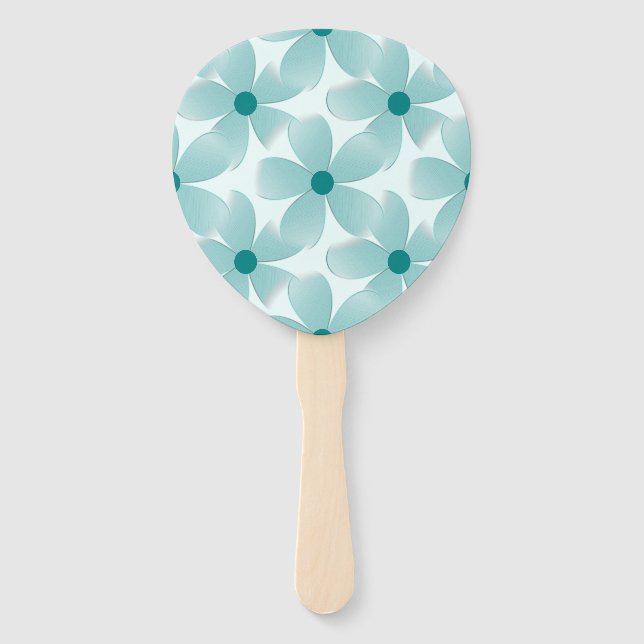 Green floral pattern. hand fan (Front)