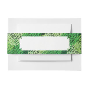 Green floral pattern invitation belly band