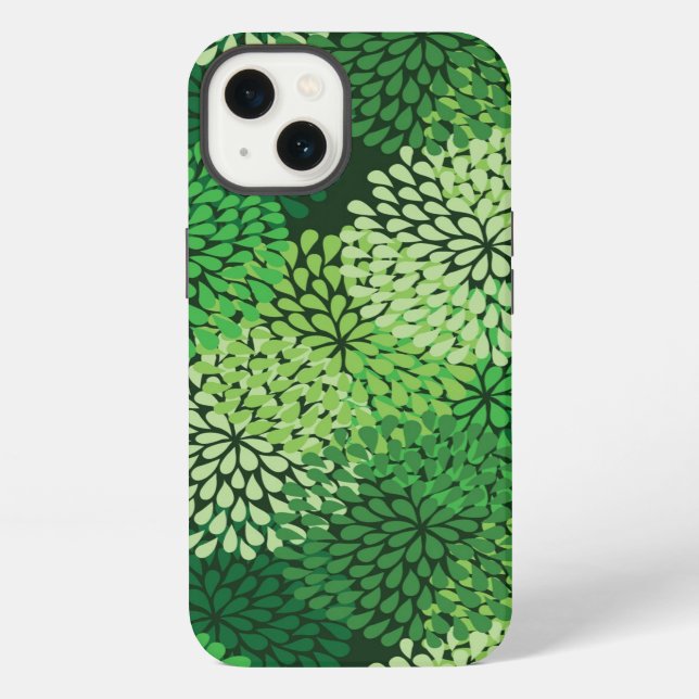 Green floral pattern iPhone case (Back)