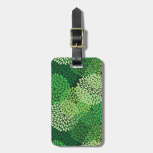 Green floral pattern luggage tag