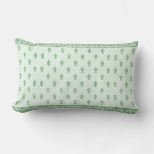Green Floral Pattern Lumbar Cushion