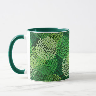 Green floral pattern mug