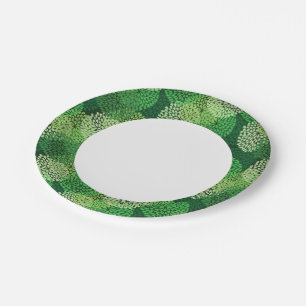 Green floral pattern paper plate