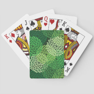 Green floral pattern playing cards