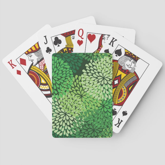 Green floral pattern playing cards (Back)
