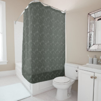 Green, floral pattern shower curtain