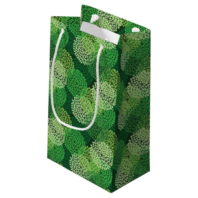 Green floral pattern small gift bag (Back Angled)