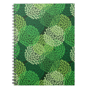 Green floral pattern spiral notebook