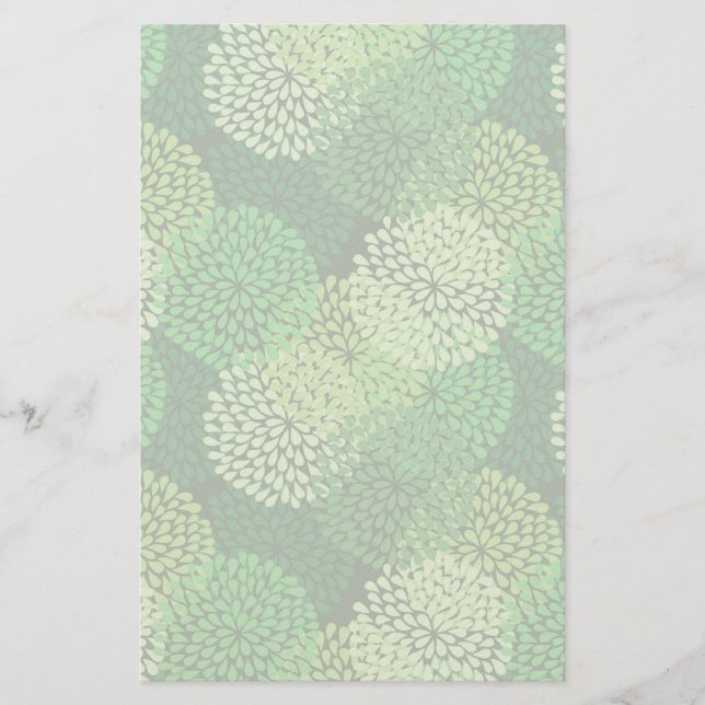 Green floral pattern stationery (Front)
