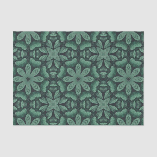 Green floral pattern tissue paper (Front)