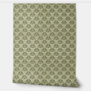 Green Floral Pattern Vintage Ornaments Retro Wallpaper
