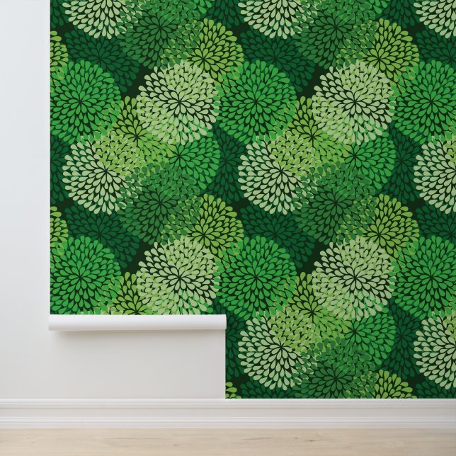 Green floral pattern wallpaper (Application)