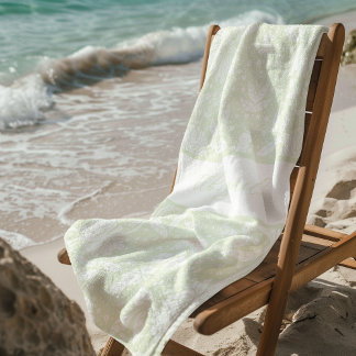 Green Floral Personalised William Morris Pattern Beach Towel