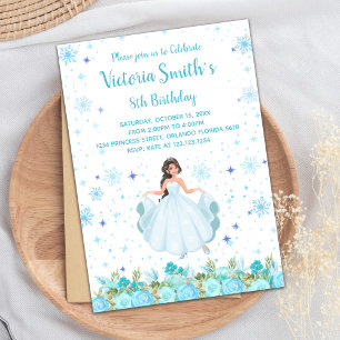 Green Floral Princess Birthday Invitations