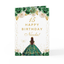 Green Floral Princess Happy Birthday
