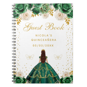 Green Floral Princess Quinceañera Notebook