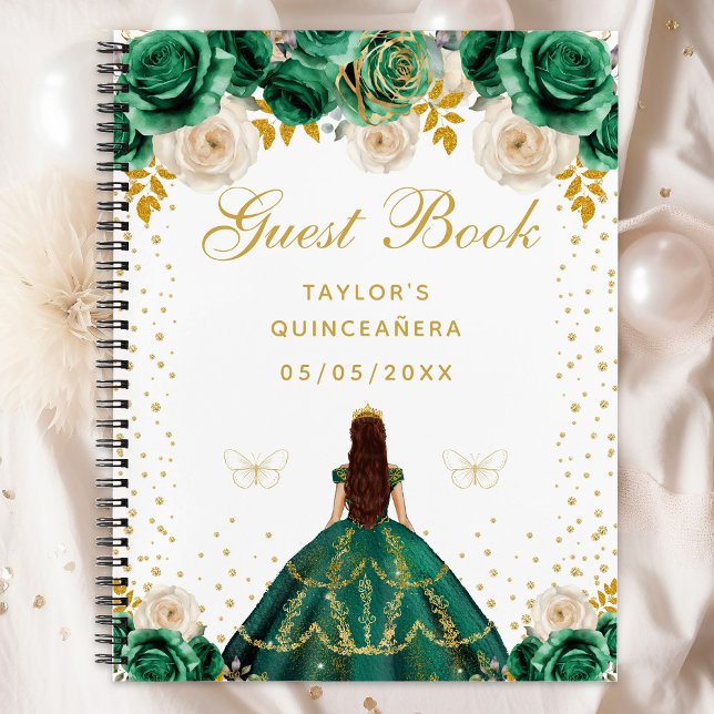 Green Floral Princess Quinceañera Notebook (Creator Uploaded)