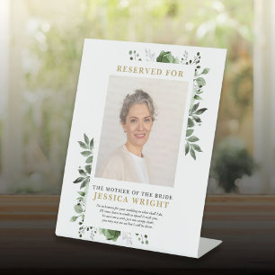 Green Floral Reserved Save A Seat Photo Wedding Pedestal Sign