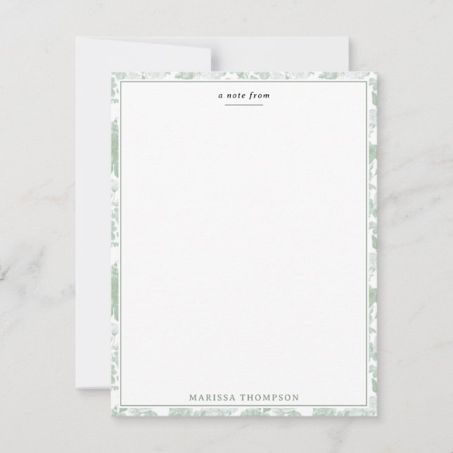 Green Floral Roses French Chinoiserie Pattern Card (Front)