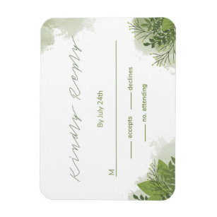 Green Floral RSVP Card Magnet