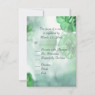 Green Floral RSVP with Entree Choices Card