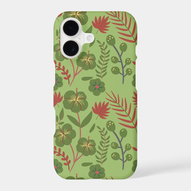 Green floral seamless pattern flower, branch, leaf (Back)