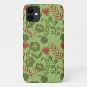 Green floral seamless pattern flower, branch, leaf Case-Mate iPhone case