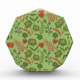 Green floral seamless pattern flower, branch, leaf photo block
