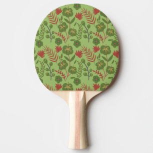 Green floral seamless pattern flower, branch, leaf ping pong paddle