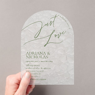 Green Floral Simple Nothing Fancy Wedding Acrylic Invitations